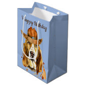 Bloodhond van Birthday met Cowboy Pet Medium Cadeauzakje (Voorkant Gekanteld)