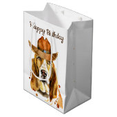 Bloodhond van Birthday met Cowboy Pet Medium Cadeauzakje (Voorkant Gekanteld)