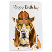 Bloodhond van Birthday met Cowboy Pet Medium Cadeauzakje (Voorkant)