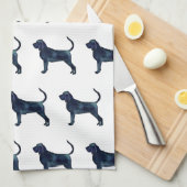 BloodhondHondenras Zwarte Waterverf Theedoek (Quarter Fold)