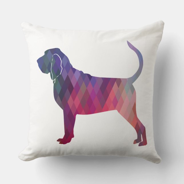 Bloodhondkleurig Geo Pattern Silhouette Pink Kussen (Voorkant)