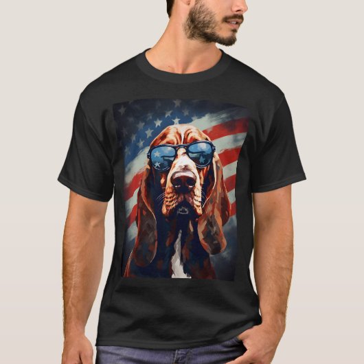 Bloodhound 4 juli Amerikaanse vlag T-shirt (Voorkant)