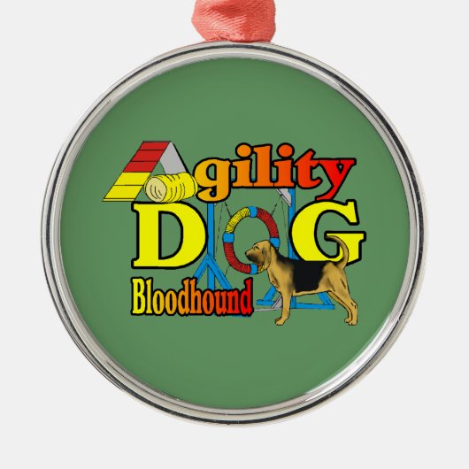 Bloodhound Agility Metalen Ornament (Voorkant)