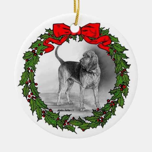 Bloodhound Art van Glenda S. Harlan Keramisch Ornament (Voorkant)