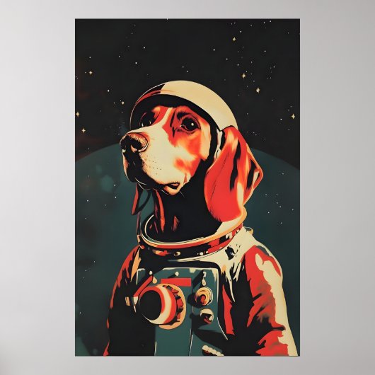Bloodhound Astronaut Poster, Bloodhound Retro Poster (Voorkant)