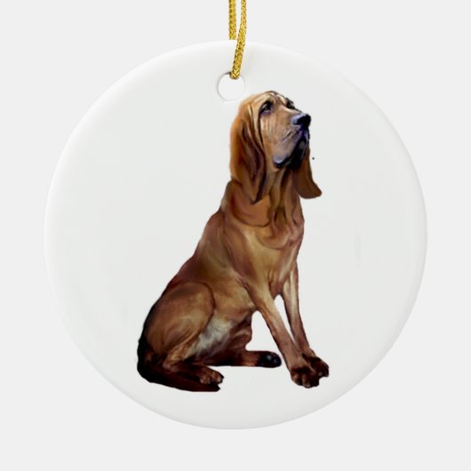 Bloodhound (B) - Zittend Keramisch Ornament (Voorkant)