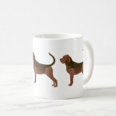 Bloodhound Basic Breed Illustratie Silhouette Koffiemok (Voorkant rechts)