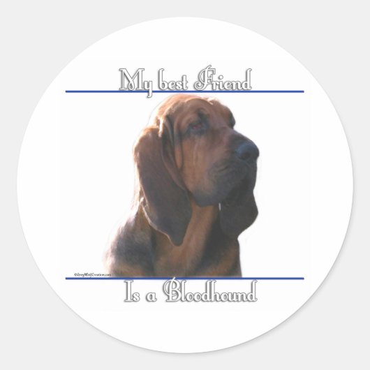 Bloodhound Beste Vriend; Bloodhound geschenken; Ronde Sticker (Voorkant)