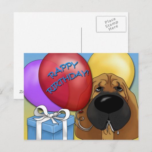 Bloodhound Birthday Briefkaart (Voorkant / Achterkant)