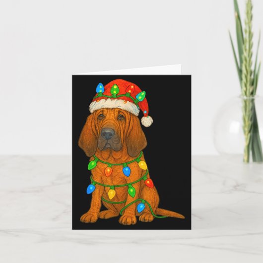 Bloodhound Christmas Lights Dog Lover Xmas Pajama  Kaart (Voorkant)