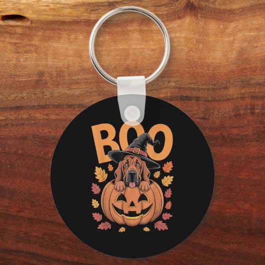 Bloodhound Costume On Pumpkin Halloween Bloodhound Sleutelhanger (Voorkant)