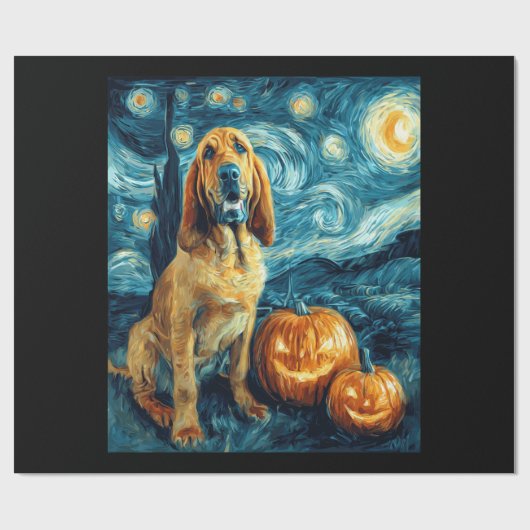 Bloodhound Cute Dog Halloween Jack O Lantern Pumpk Cadeaupapier (Vlak)