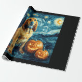Bloodhound Cute Dog Halloween Jack O Lantern Pumpk Cadeaupapier (Uitgerold)