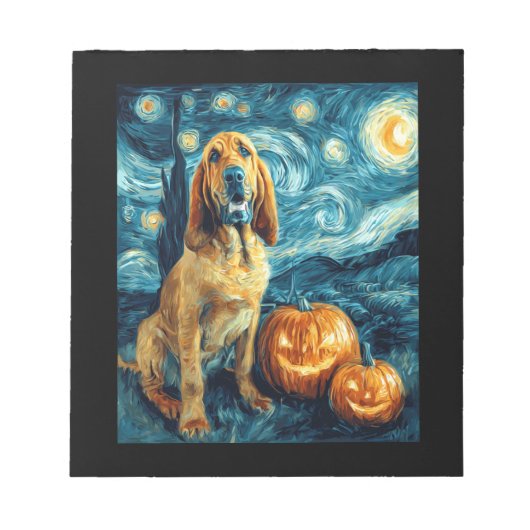Bloodhound Cute Dog Halloween Jack O Lantern Pumpk Notitieblok (Voorkant)