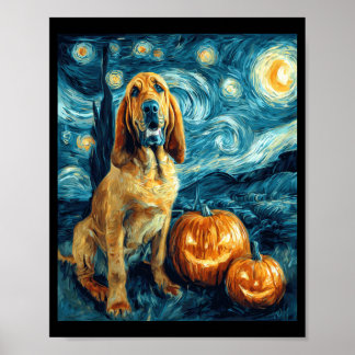 Bloodhound Cute Dog Halloween Jack O Lantern Pumpk Poster