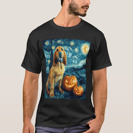 Bloodhound Cute Dog Halloween Jack O Lantern Pumpk T-shirt (Voorkant)