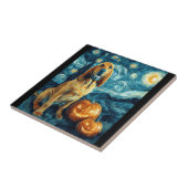 Bloodhound Cute Dog Halloween Jack O Lantern Pumpk Tegeltje (Zijkant)