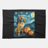 Bloodhound Cute Dog Halloween Jack O Lantern Pumpk Theedoek (Horizontaal)