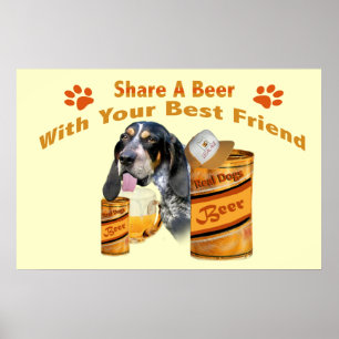 Bloodhound deelt een poster met bier.