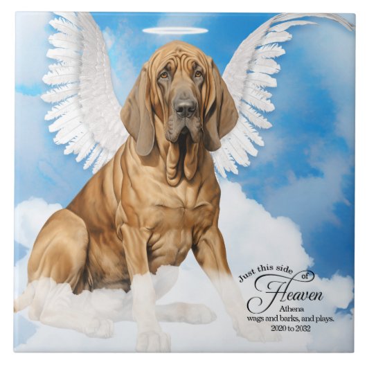 Bloodhound Dog Angel Custom Pet Memorial Tegeltje (Voorkant)