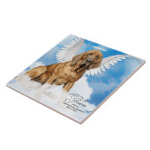 Bloodhound Dog Angel Custom Pet Memorial Tegeltje (Zijkant)