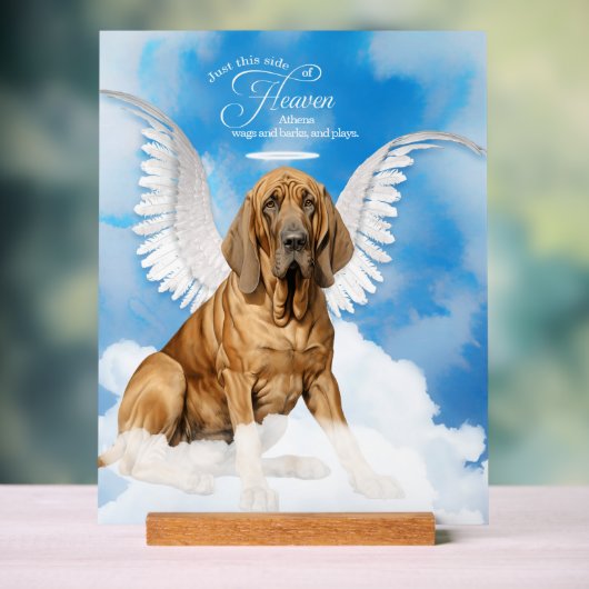 Bloodhound Dog Angel met naam Pet Memorial Acryl Bord (Neutraal)