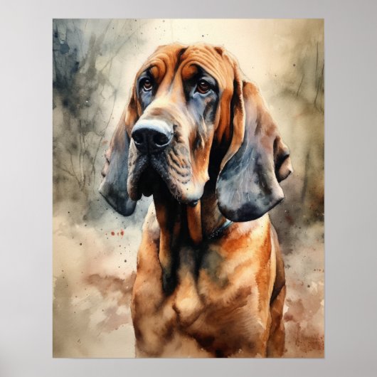 Bloodhound Dog Art Print Poster (Voorkant)