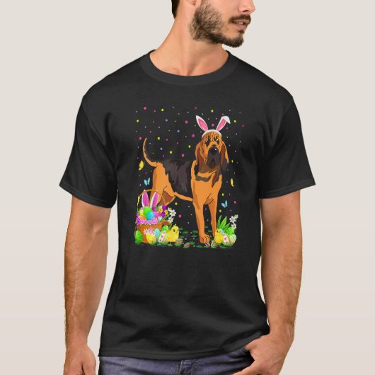 Bloodhound Dog Bunny Egg Hunting Bloodhound Easter T-shirt (Voorkant)