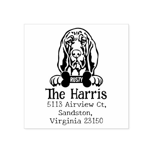 Bloodhound Dog, Custom Return Address Rubberstempel (Afrduk)