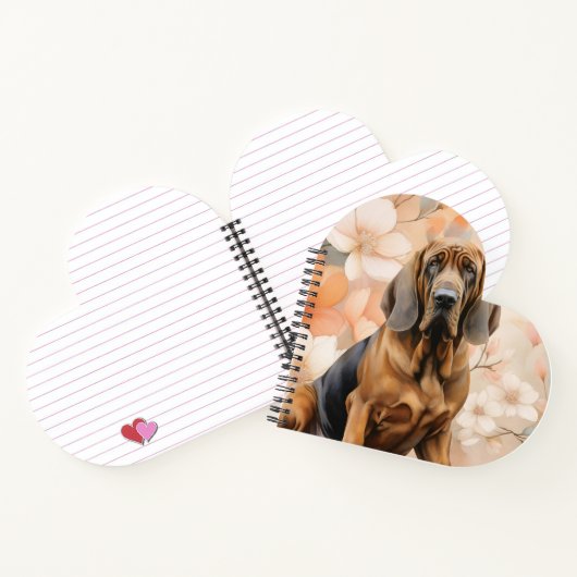 Bloodhound Dog Lover and Peach Blossoms Notitieboek (Binnen)