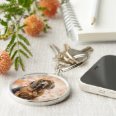 Bloodhound Dog Lover and Peach Blossoms Sleutelhanger (Zijkant)