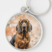 Bloodhound Dog Lover and Peach Blossoms Sleutelhanger (Voorkant)