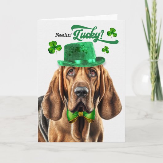 Bloodhound Dog Lucky St Patrick's Day Feestdagen Kaart (Voorkant)