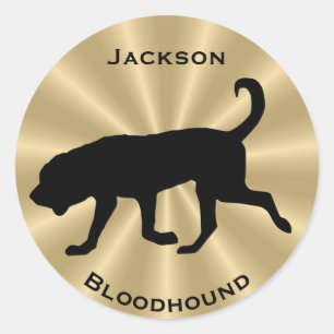Bloodhound Dog Silhouette tekst Ronde Sticker