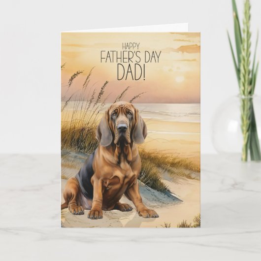 Bloodhound Dog Sunset Beach Father's Day Feestdagen Kaart (Voorkant)