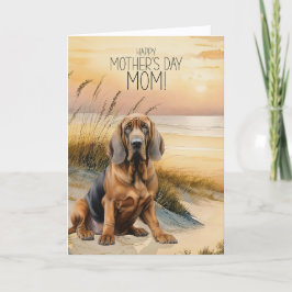 Bloodhound Dog Sunset Beach Mother's Day Feestdagen Kaart