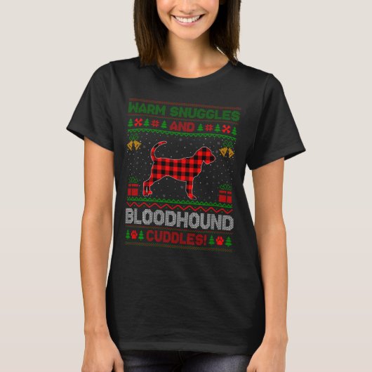 Bloodhound Dog Ugly Christmas Sweater Funny Dog Lo T-shirt (Voorkant)