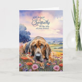 Bloodhound Dog with Wildflowers Pet Sympathy Kaart (Voorkant)