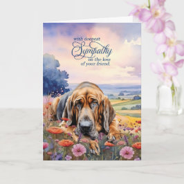 Bloodhound Dog with Wildflowers Pet Sympathy Kaart