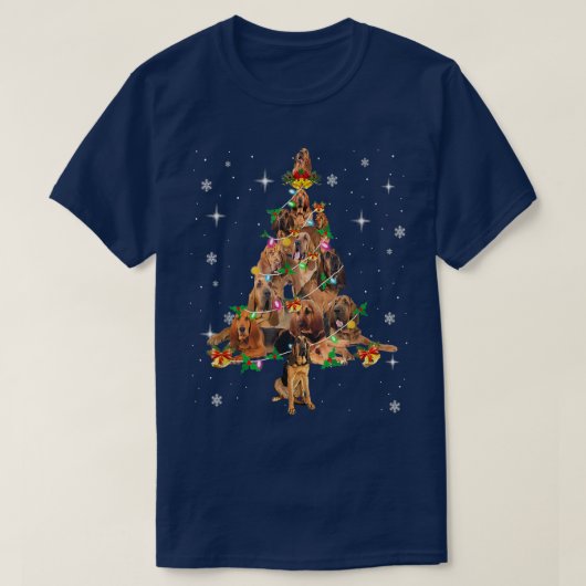 Bloodhound Dog Xmas Tree Lighting Bloodhound Chris T-shirt (Design voorkant)