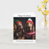 Bloodhound Dogs Christmas Kaart (Gele Bloem)
