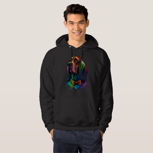 Bloodhound Gay Pride Dog LGBT Rainbow Flag Bloodho Hoodie (Voorkant volledig)