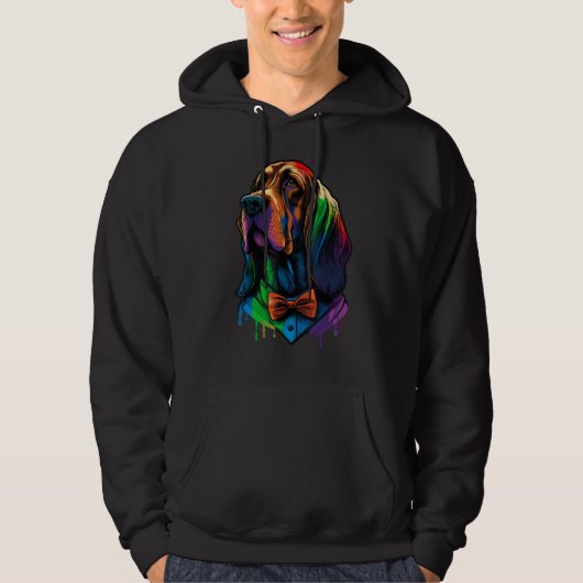 Bloodhound Gay Pride Dog LGBT Rainbow Flag Bloodho Hoodie (Voorkant)