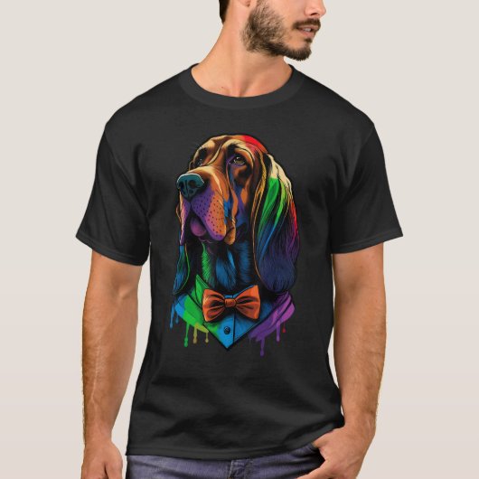 Bloodhound Gay Pride Dog LGBT Rainbow Flag Bloodho T-shirt (Voorkant)