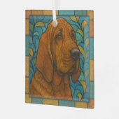 Bloodhound "Glas in lood" Glas Ornament (Voorkant links)