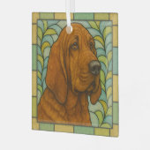 Bloodhound "Glas in lood" Glas Ornament (Voorkant links)