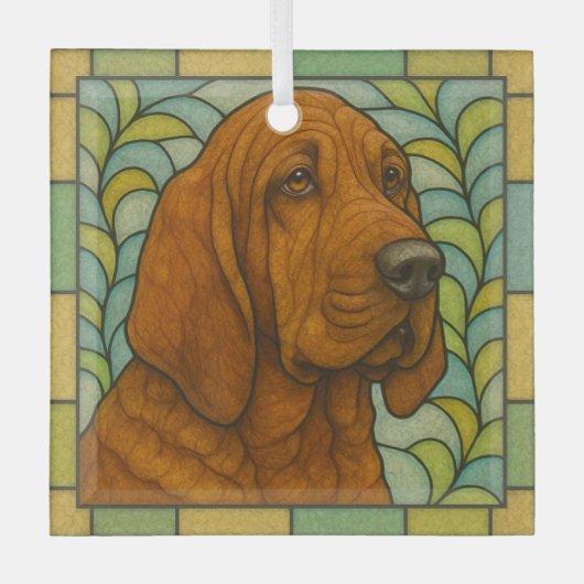 Bloodhound "Glas in lood" Glas Ornament (Voorkant)