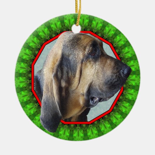 Bloodhound Happy Howliday Keramisch Ornament (Voorkant)