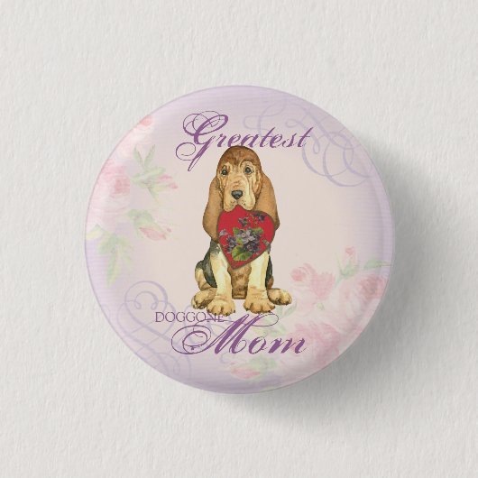 Bloodhound Heart Ma Pinback Button (Voorkant)