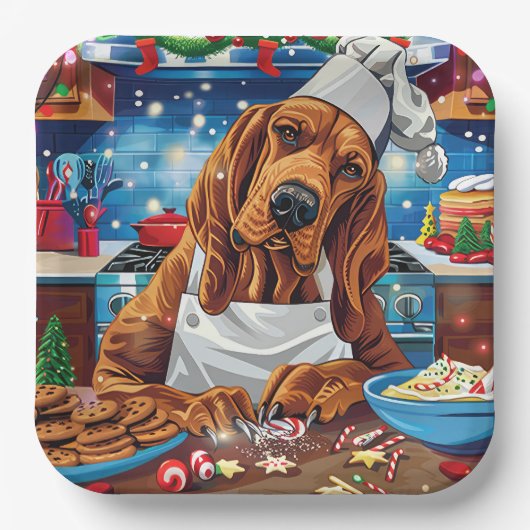 Bloodhound Holiday Baking: Feestelijke Kerst Papieren Bordje (Voorkant)
